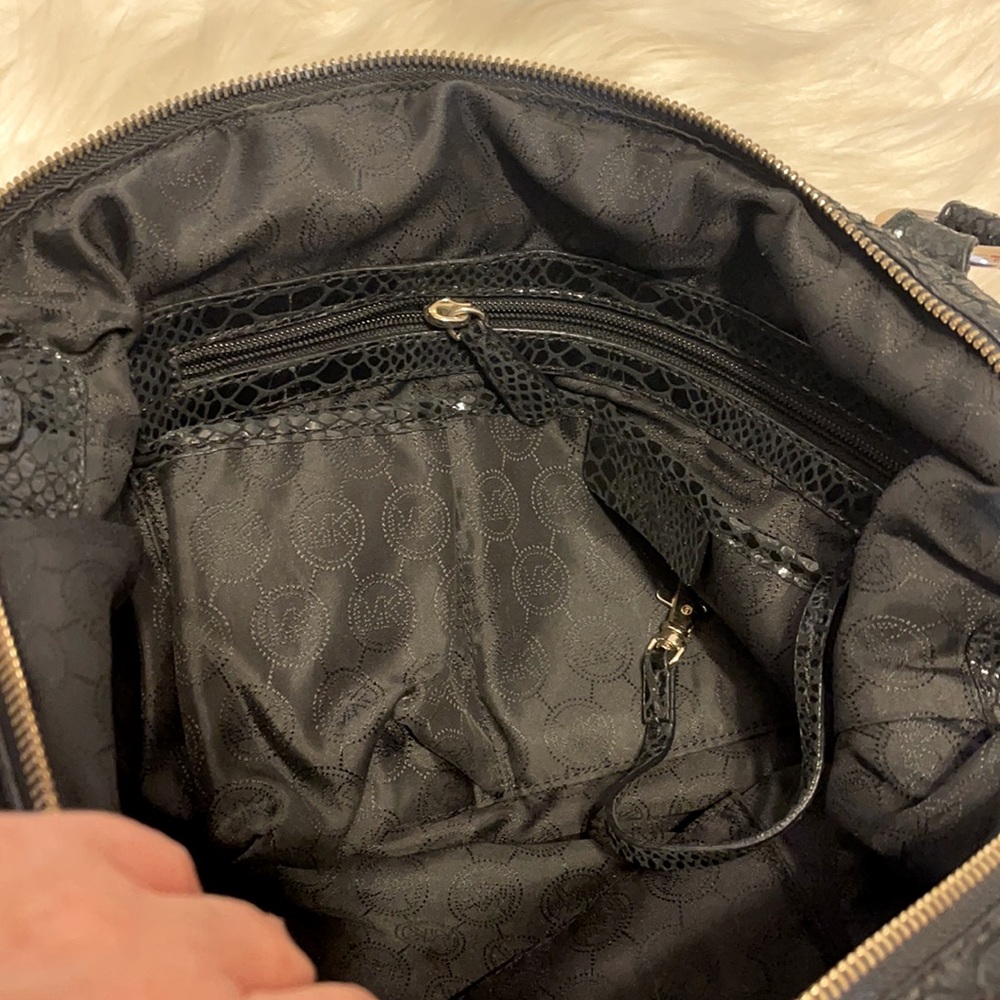 Michael Kors Fulton Purse Python Leather Black - image 5